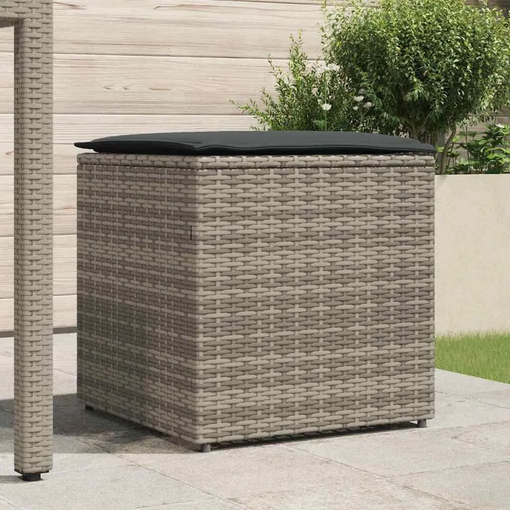 Grey Poly Rattan Outdoor Cushion Box