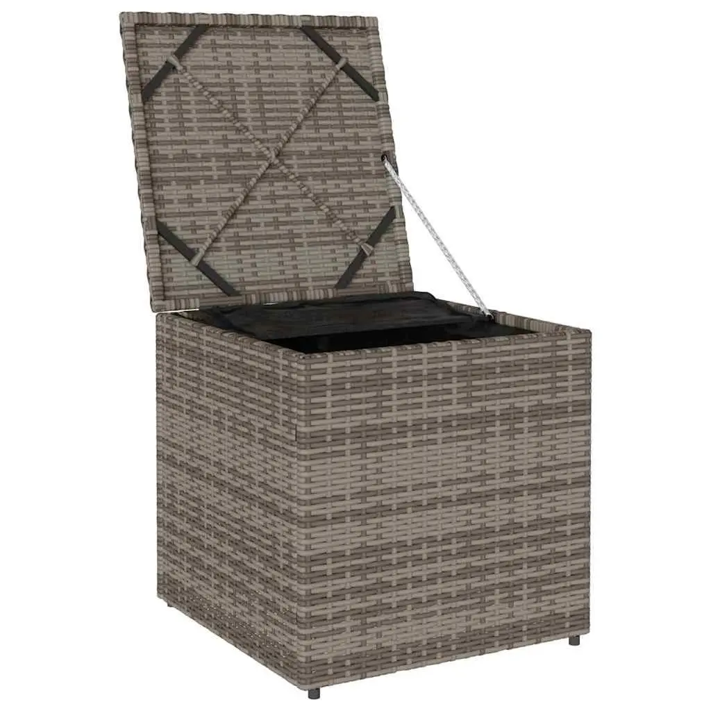 Grey Poly Rattan Outdoor Cushion Box