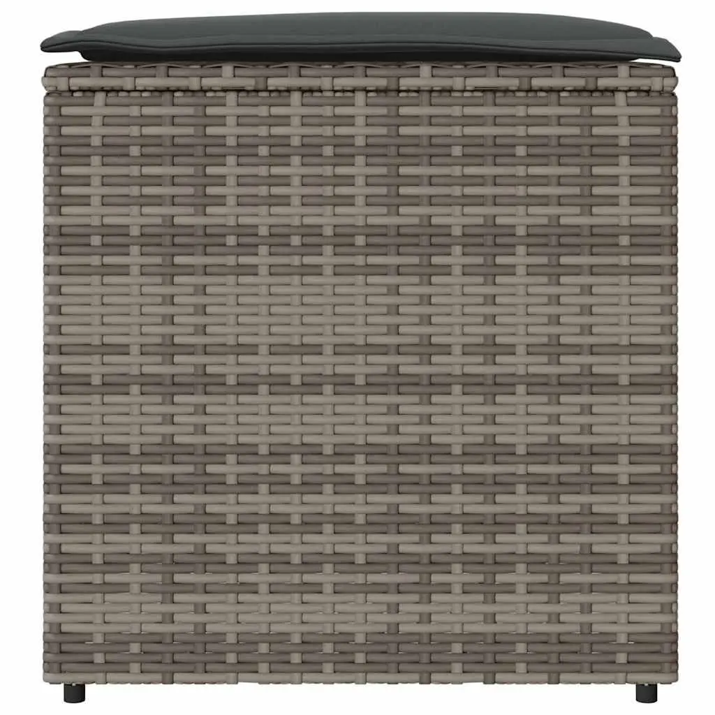 Grey Poly Rattan Outdoor Cushion Box