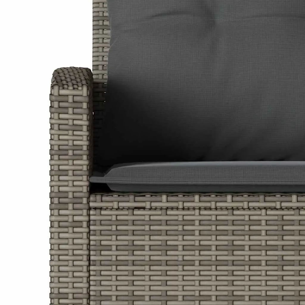 Grey L-Shaped Couch Sofa with Cushions Poly Rattan Outdoor Garden Patio Corner