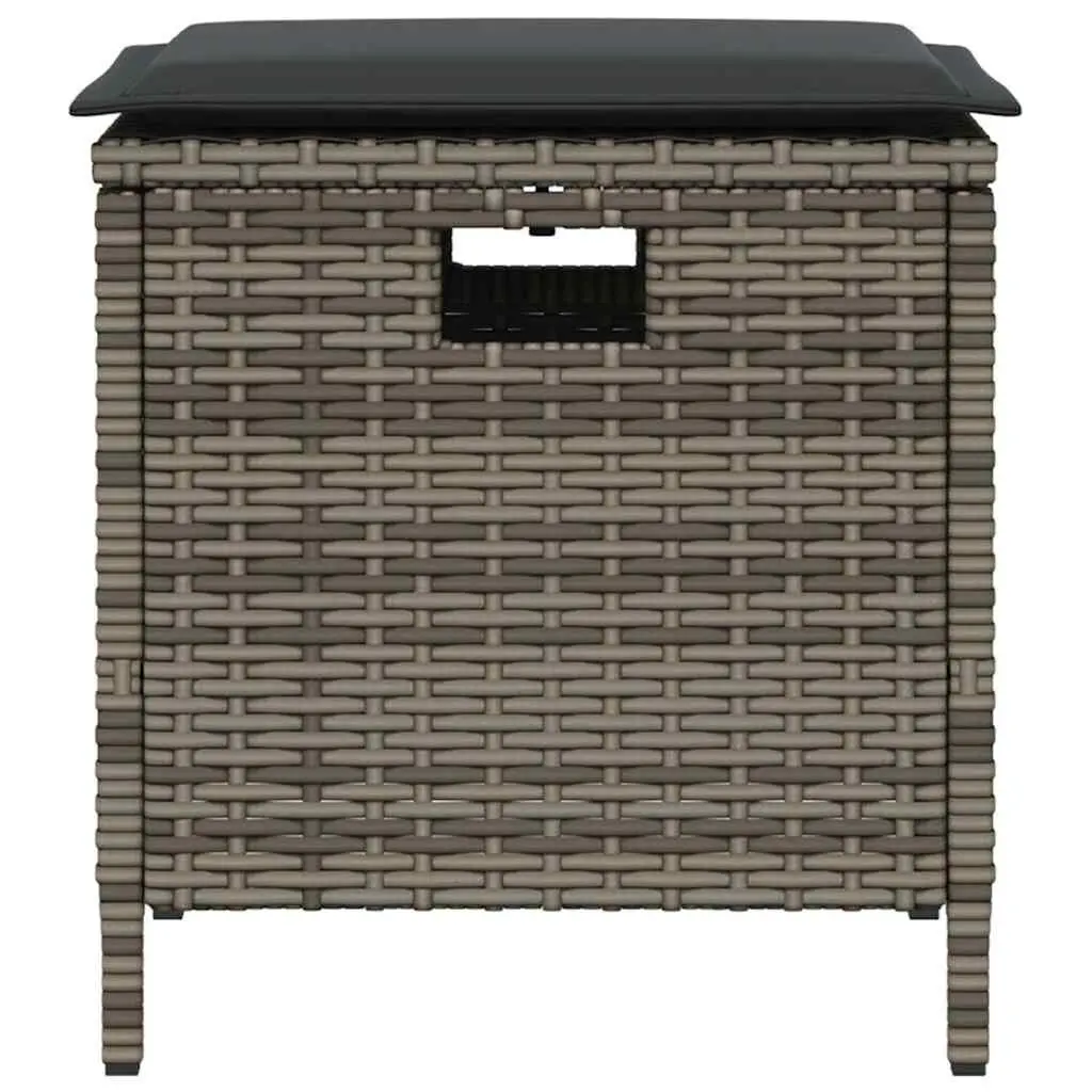 5 Piece Garden Dining Set Outdoor Patio Grey Poly Rattan Cushions