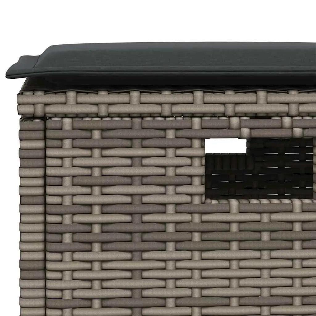 5 Piece Garden Dining Set Outdoor Patio Grey Poly Rattan Cushions