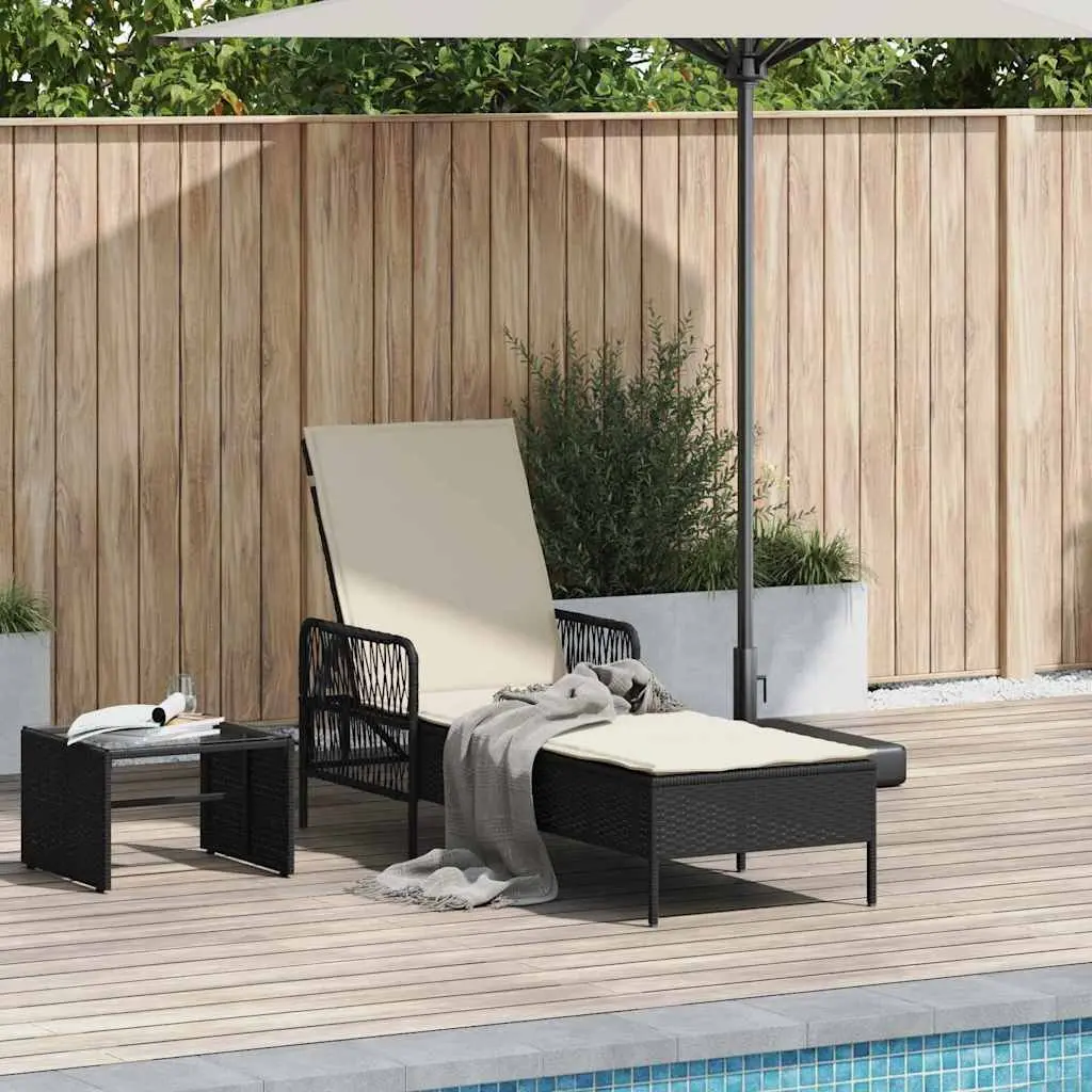 Sun Lounger Outdoor Garden Patio Adjustable Backrest Black