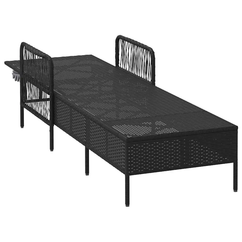 Sun Lounger Outdoor Garden Patio Adjustable Backrest Black