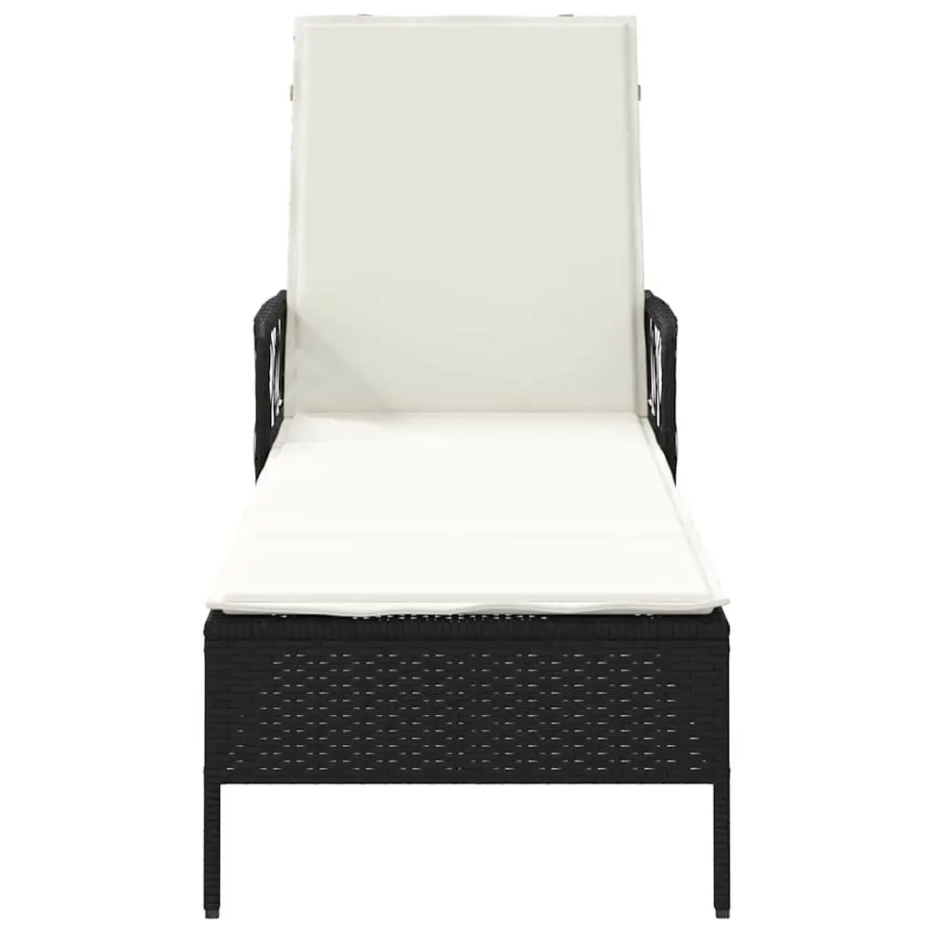 Sun Lounger Outdoor Garden Patio Adjustable Backrest Black