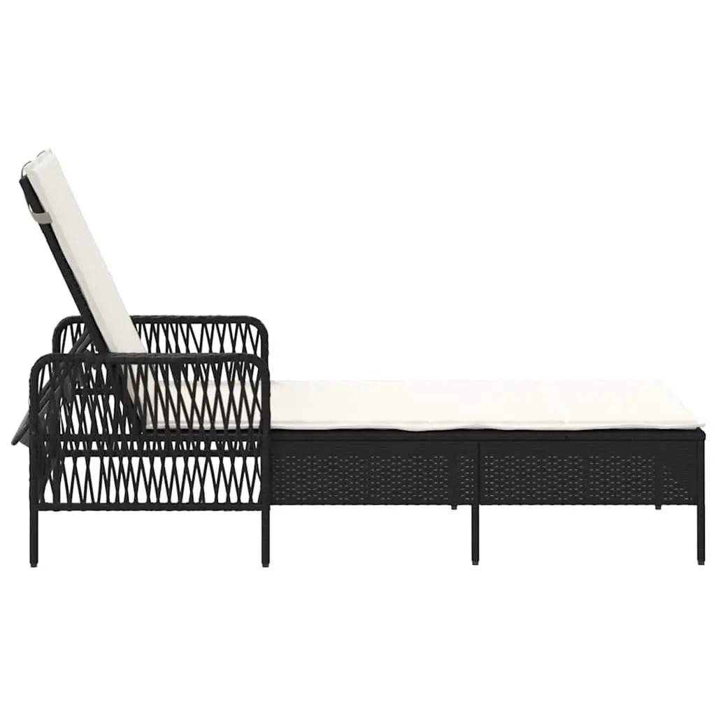 Sun Lounger Outdoor Garden Patio Adjustable Backrest Black