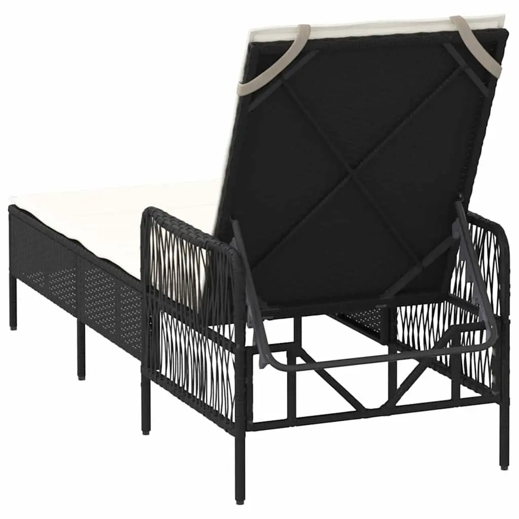 Sun Lounger Outdoor Garden Patio Adjustable Backrest Black