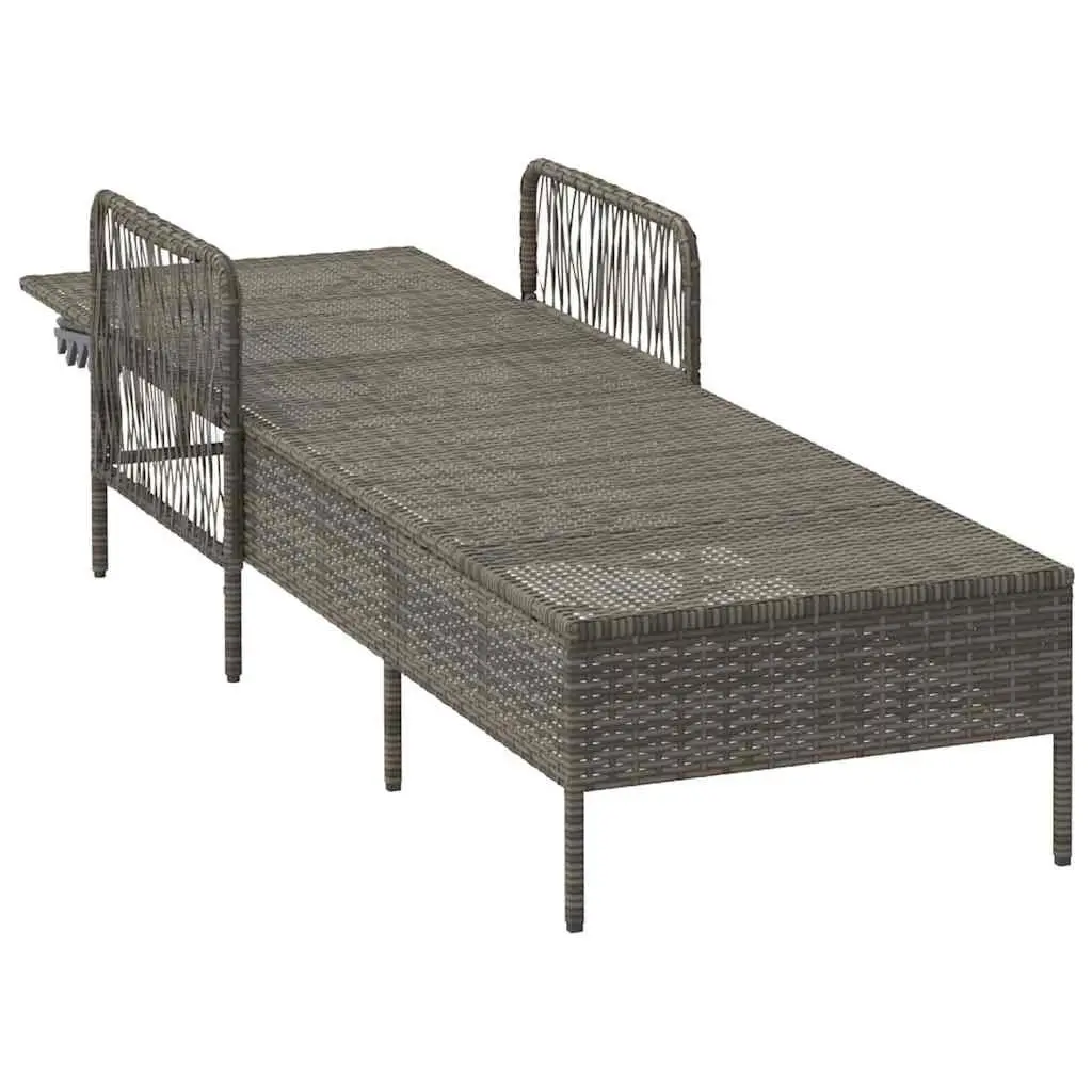 Sun Lounger Outdoor Garden Patio Grey Poly Rattan Adjustable Backrest