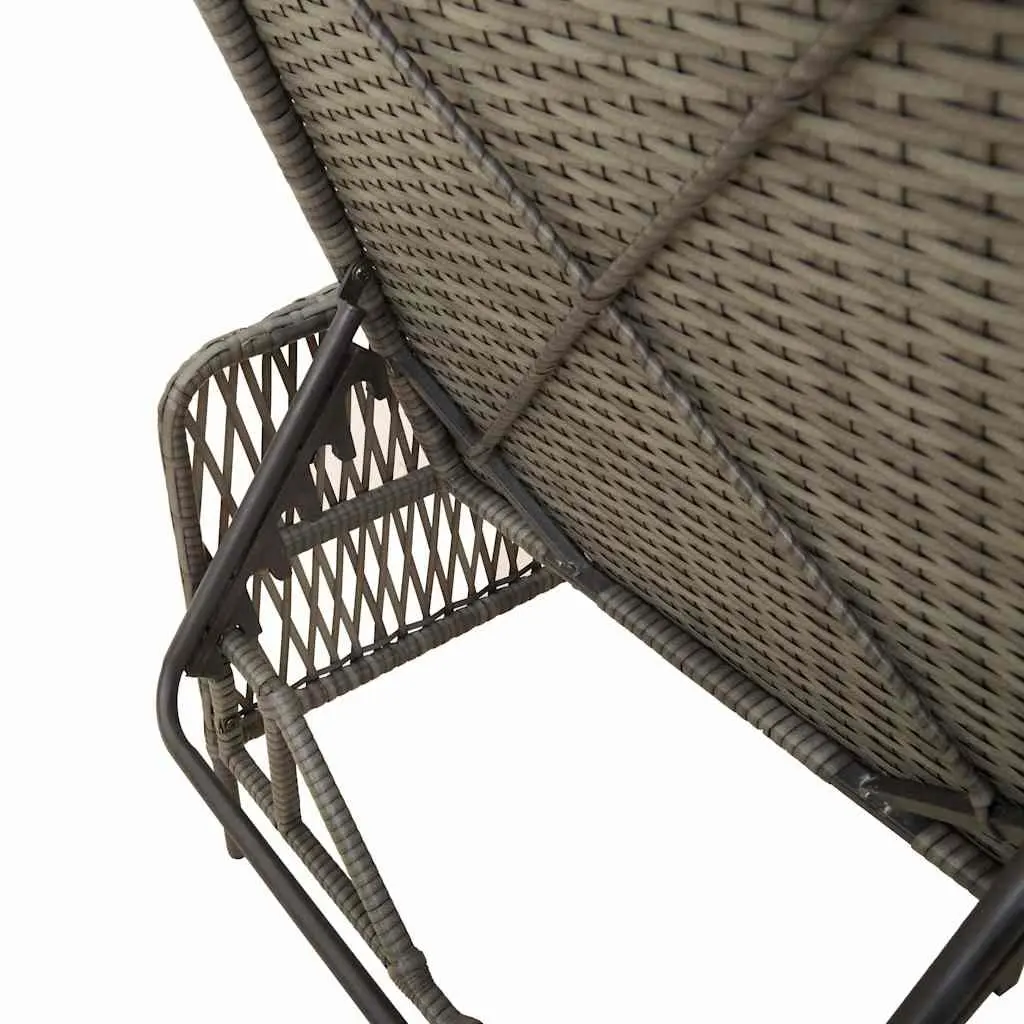 Sun Lounger Outdoor Garden Patio Grey Poly Rattan Adjustable Backrest