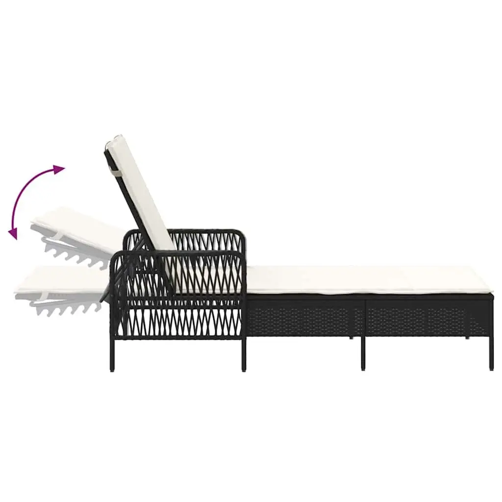 Sun Lounger Outdoor Garden Patio 3 Pieces Black Cream White