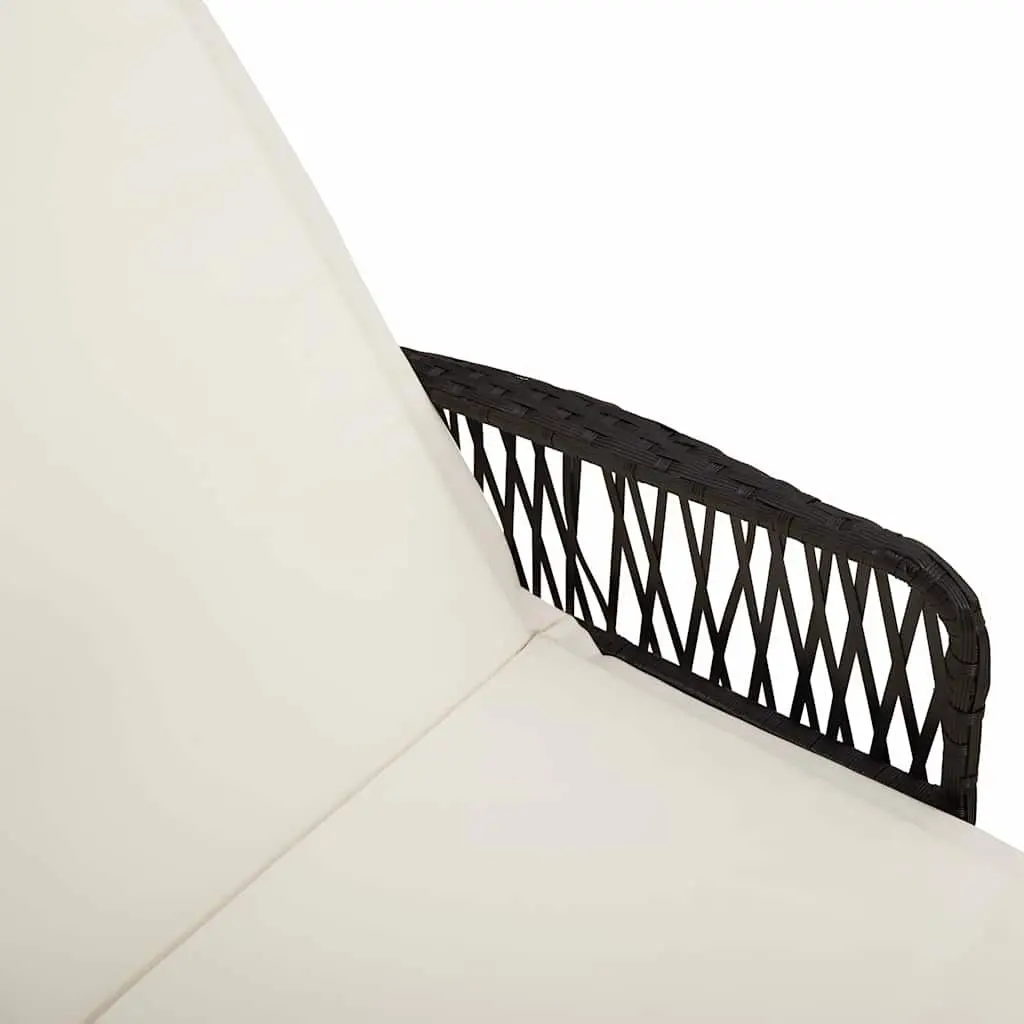 Sun Lounger Outdoor Garden Patio 3 Pieces Black Cream White