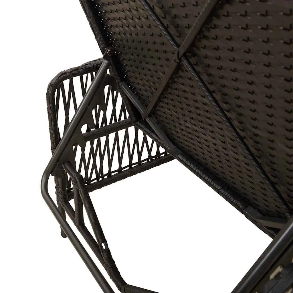 Sun Lounger Outdoor Garden Patio 3 Pieces Black Cream White