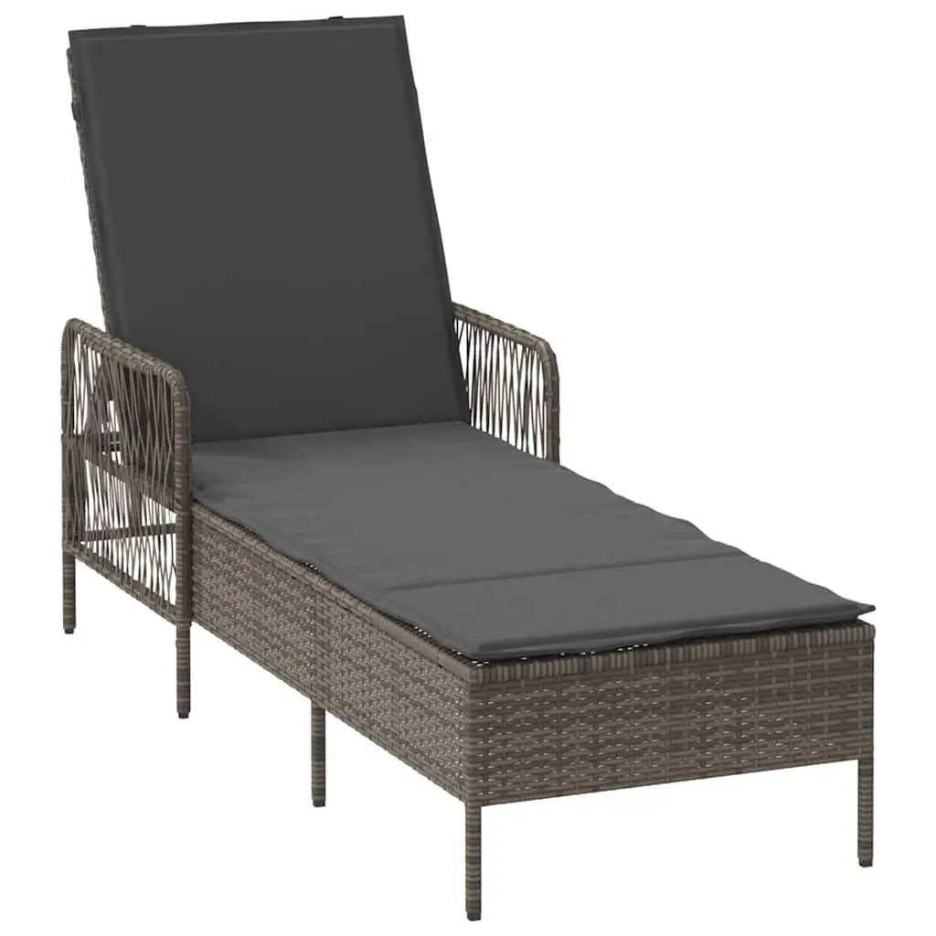 Sun Lounger Set for Outdoor Garden Patio 3 Piece Grey Dark Grey