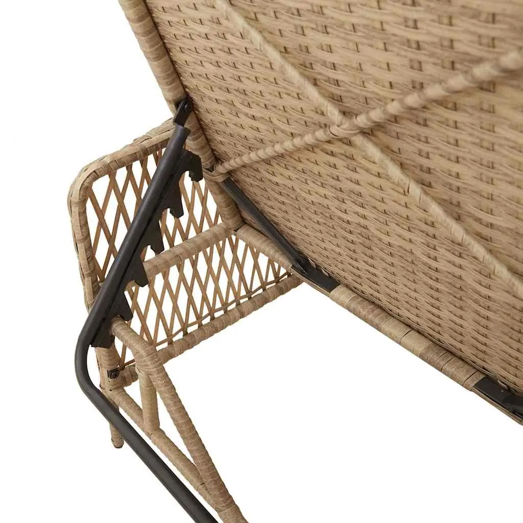 Sun Lounger Set Outdoor Patio Garden 3 Piece Beige Adjustable Reclining Chair