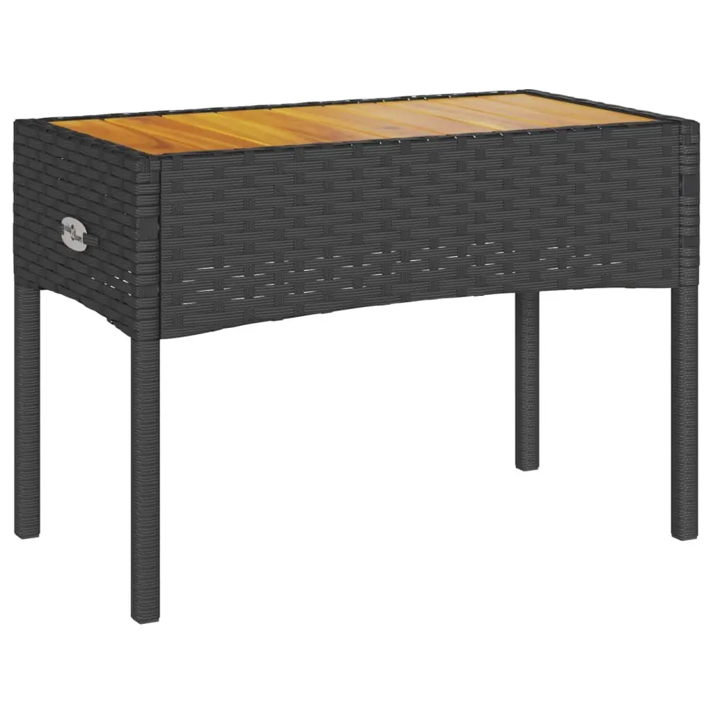 2-Seater Garden Bench with Table and Cushions Black Poly Rattan Outdoor Patio