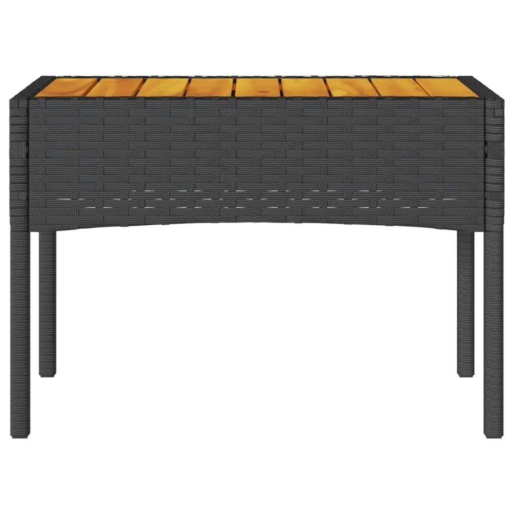 2-Seater Garden Bench with Table and Cushions Black Poly Rattan Outdoor Patio