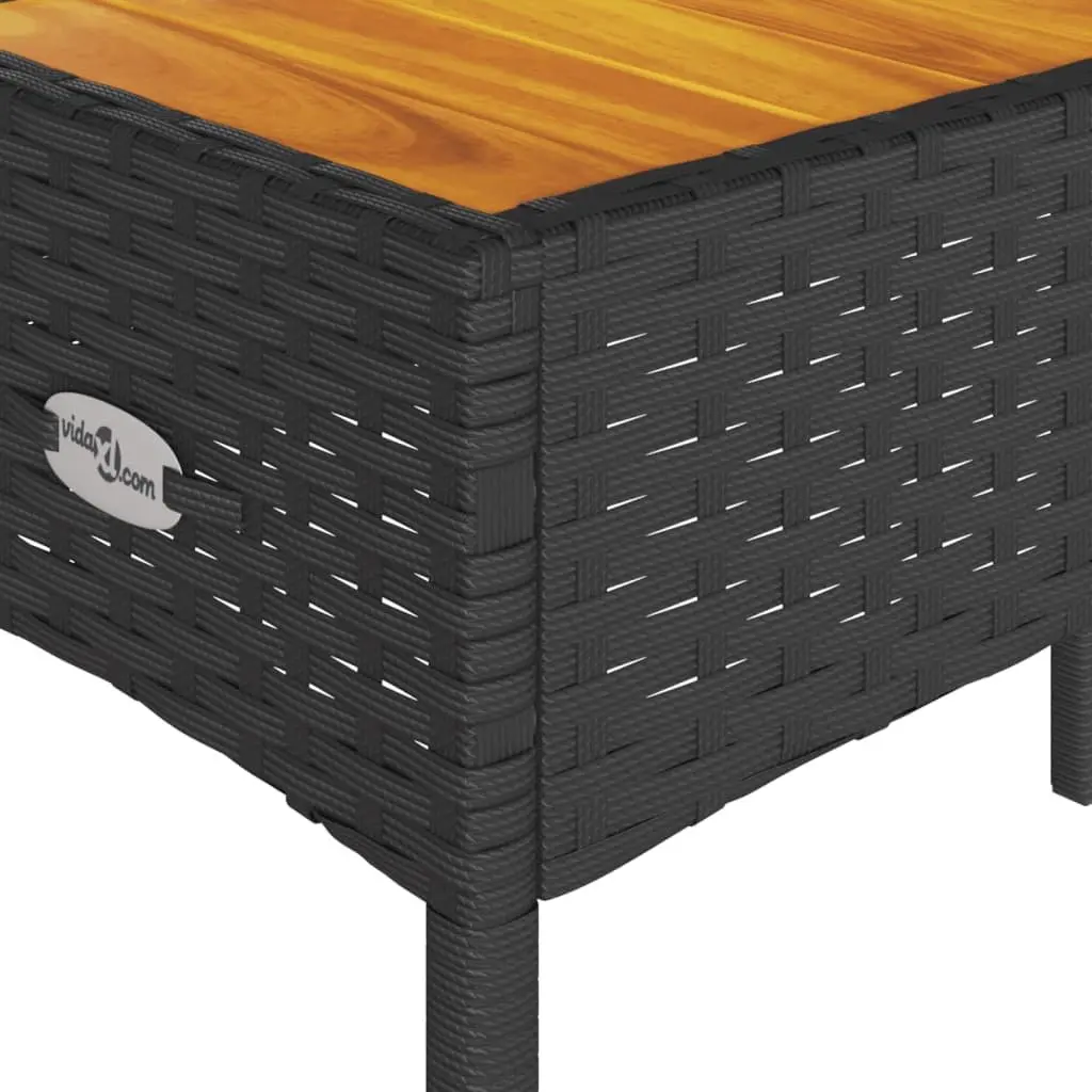 2-Seater Garden Bench with Table and Cushions Black Poly Rattan Outdoor Patio
