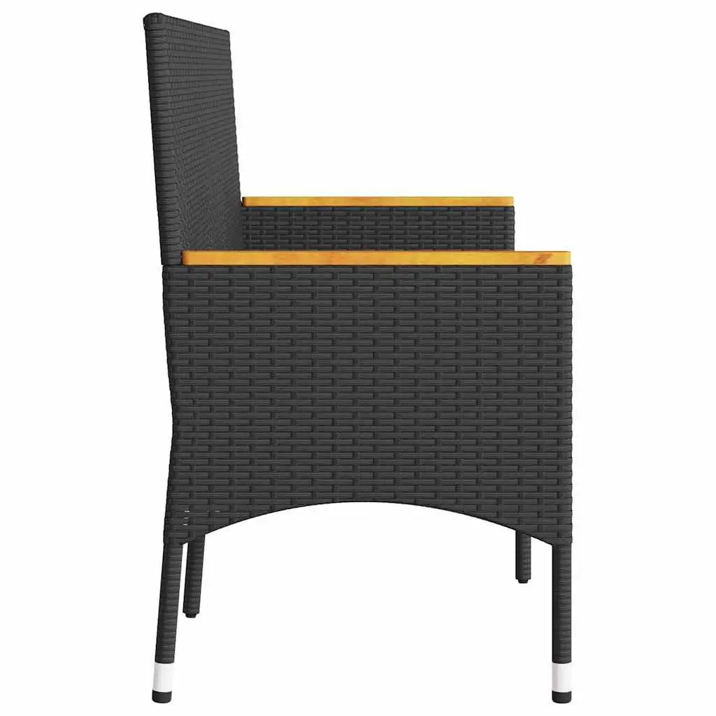 3SeaterOutdoorPatioGardenBenchBlackRattanFurniturewithCushions