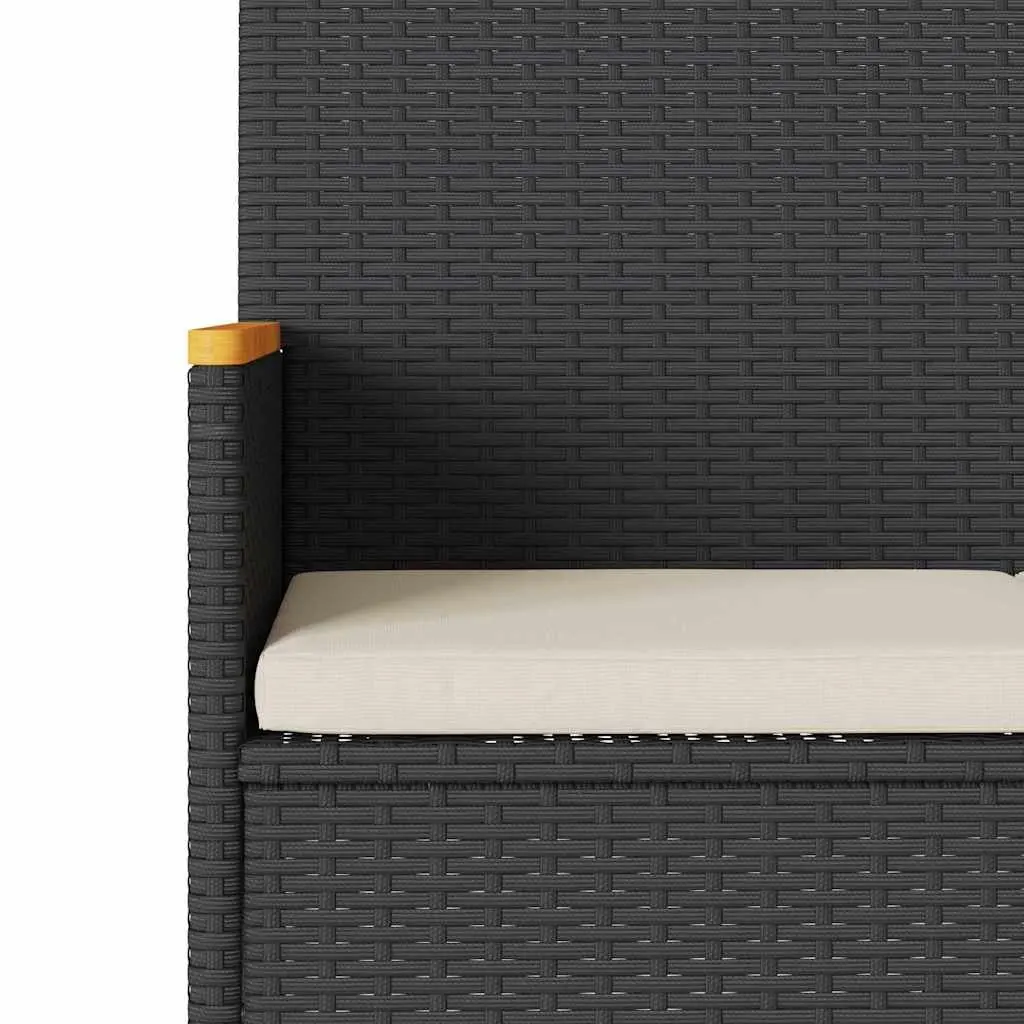 3SeaterOutdoorPatioGardenBenchBlackRattanFurniturewithCushions