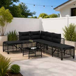 Specifications of 3-Piece Black Corner Garden Sofa Set