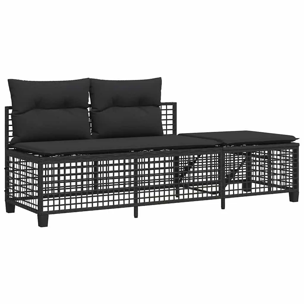 Outdoor Corner Garden Sofa Set 3 Piece Black Poly Rattan Patio Furniture