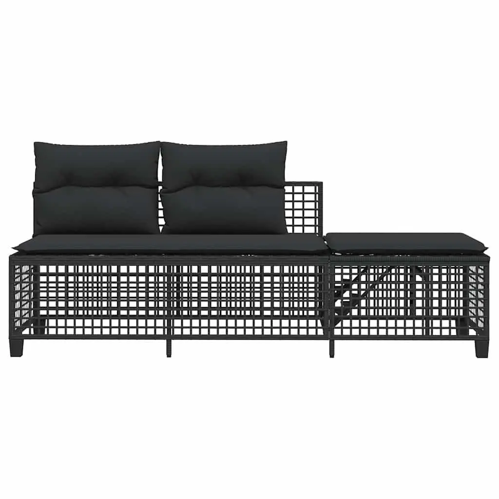 Outdoor Corner Garden Sofa Set 3 Piece Black Poly Rattan Patio Furniture