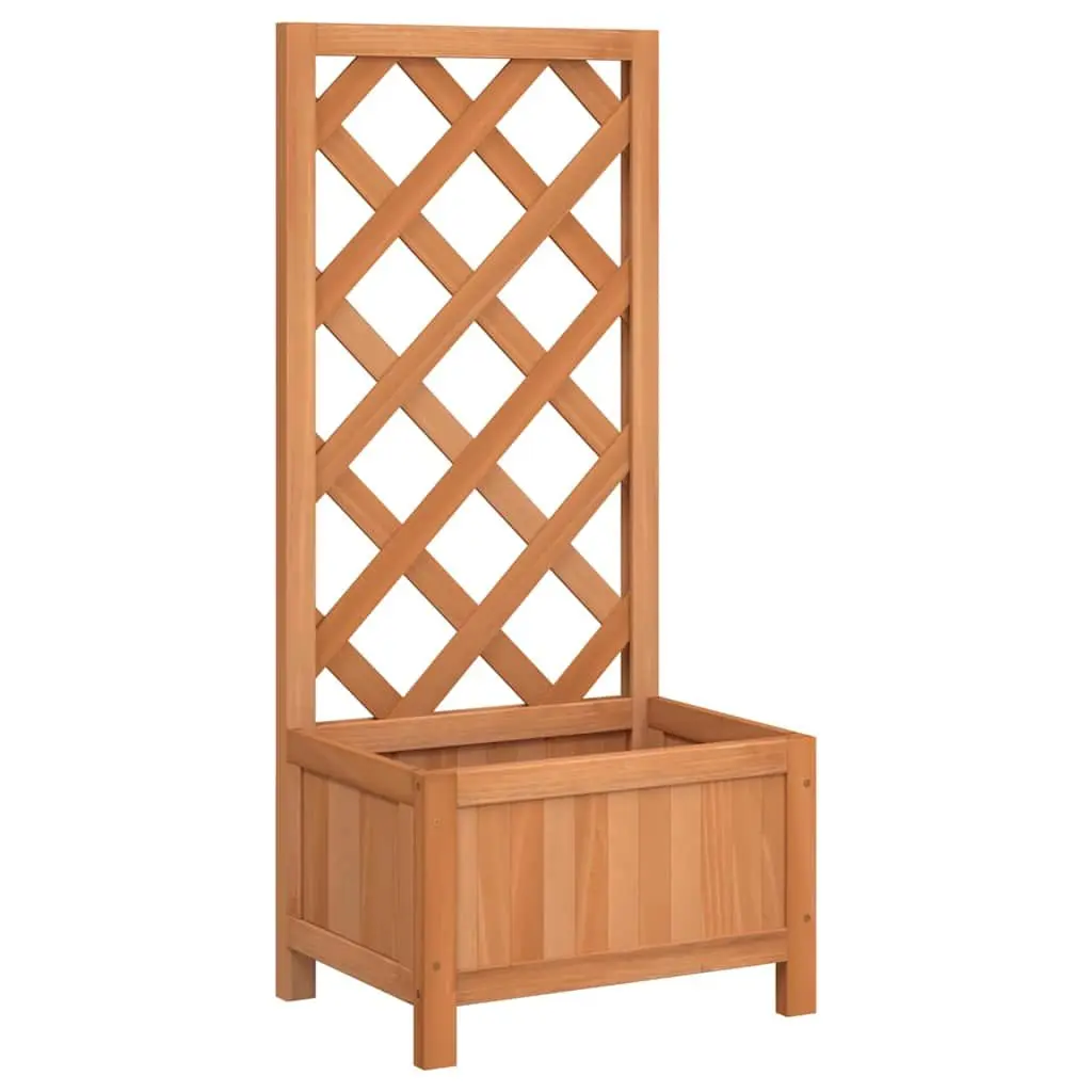 Wooden Planter with Trellis for Garden Outdoor Patio Brown Fir