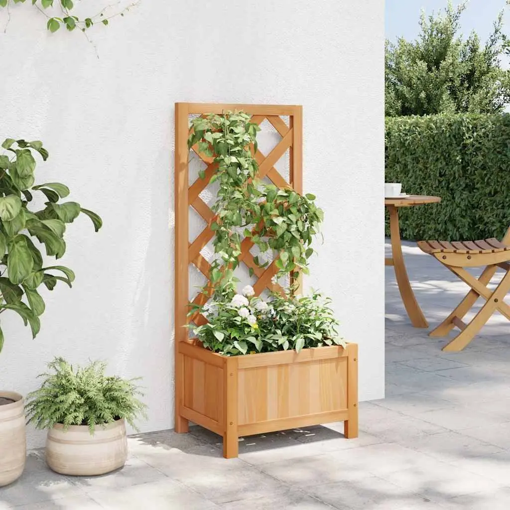 Wooden Planter with Trellis for Garden Outdoor Patio Brown Fir
