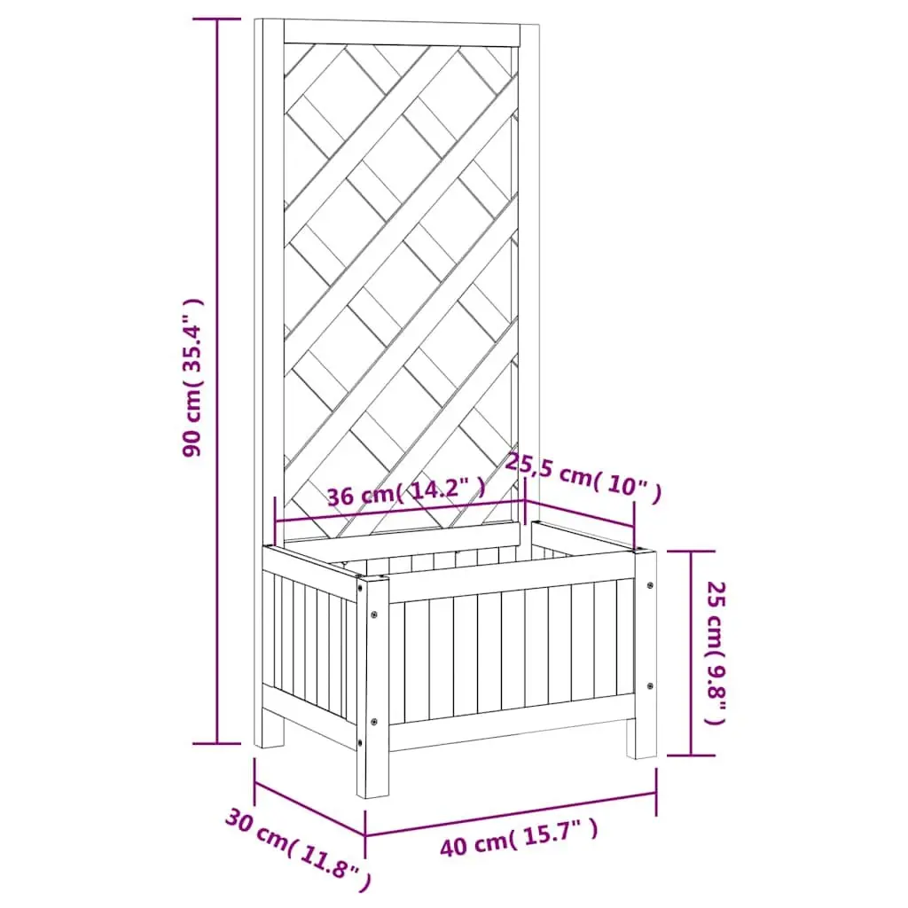 Wooden Planter with Trellis for Garden Outdoor Grey
