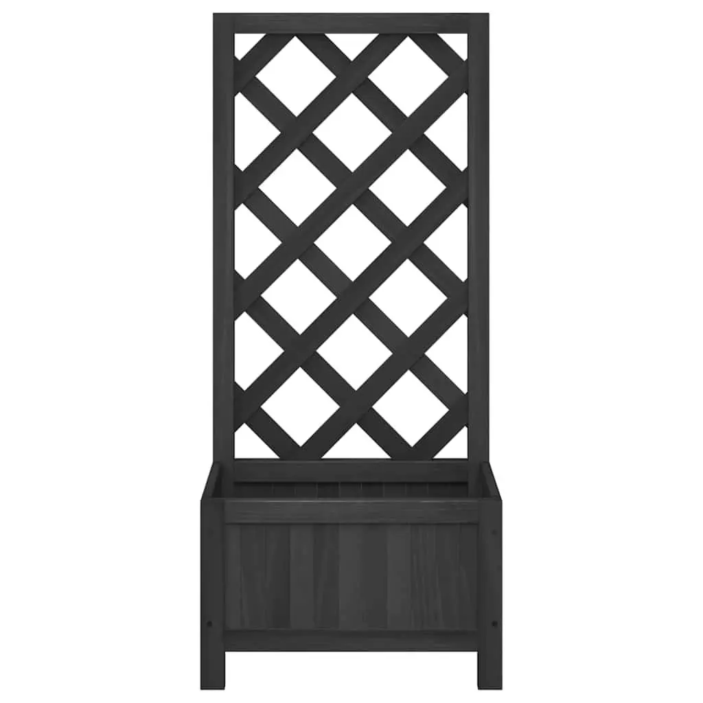 Wooden Planter with Trellis Black Solid Fir Garden Patio Outdoor Plants Support