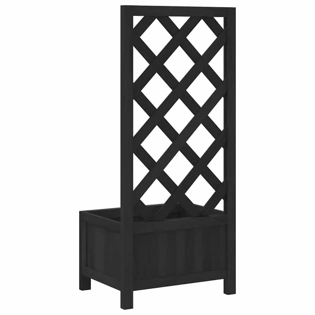 Wooden Planter with Trellis Black Solid Fir Garden Patio Outdoor Plants Support