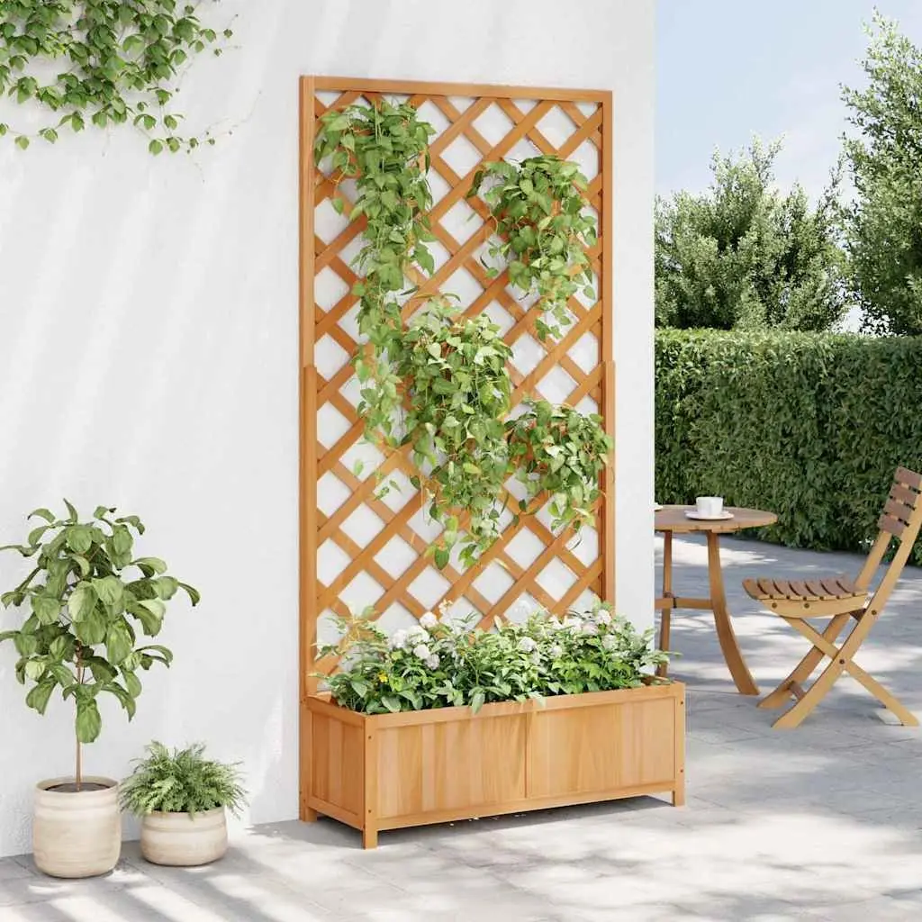 Wooden Planter with Trellis 90x35x180cm Brown Garden Climbing Plant Support
