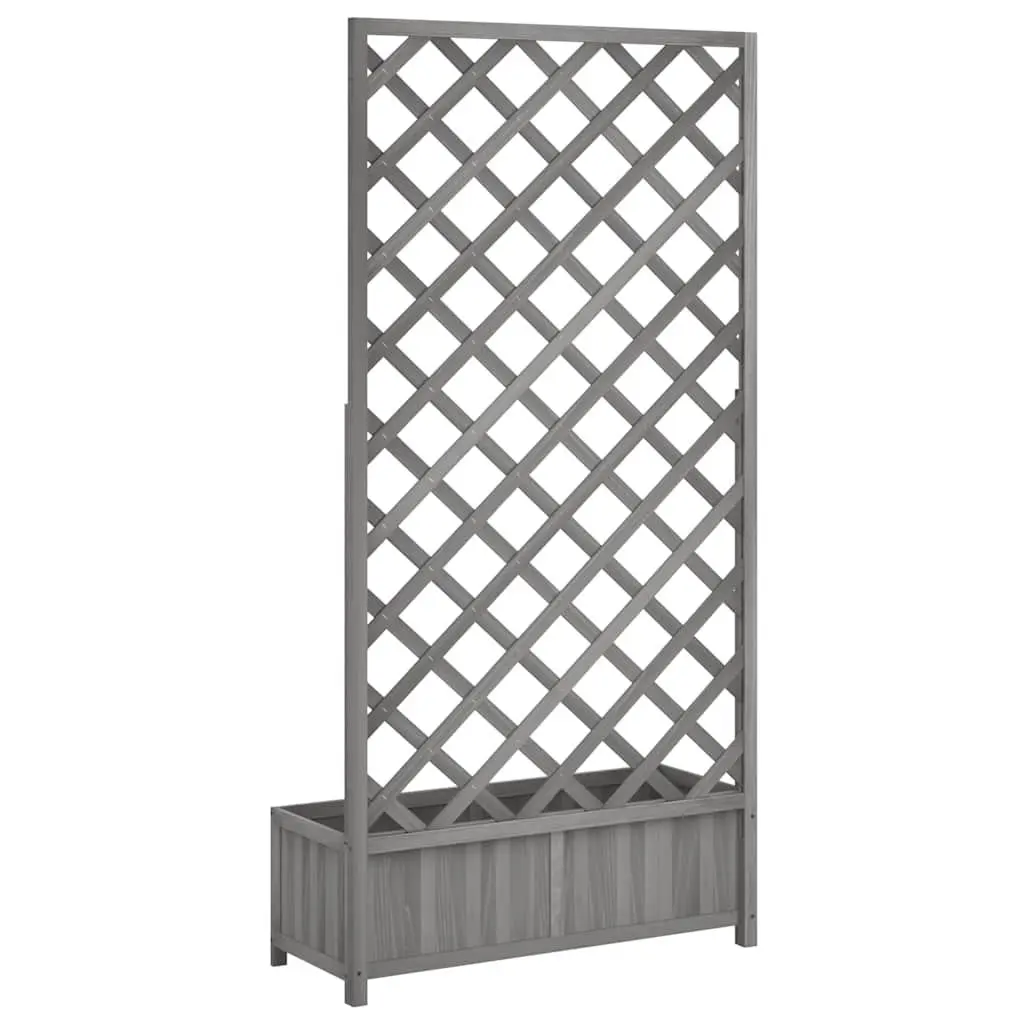 Wooden Planter Box with Trellis Grey Garden Flower Herb Climbing Plant Support