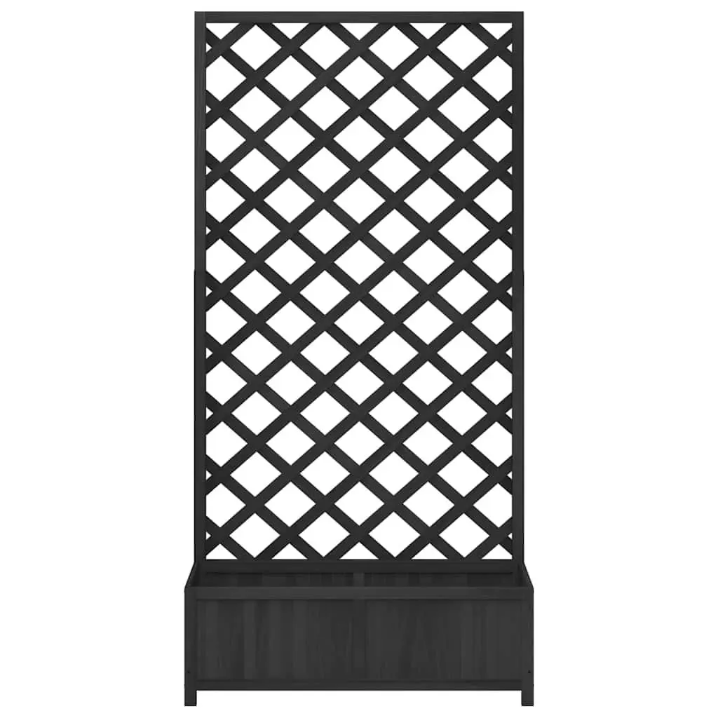 Wooden Planter with Trellis for Garden Patio Black Solid Fir