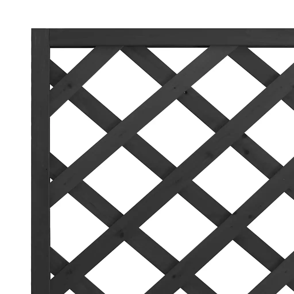 Wooden Planter with Trellis for Garden Patio Black Solid Fir
