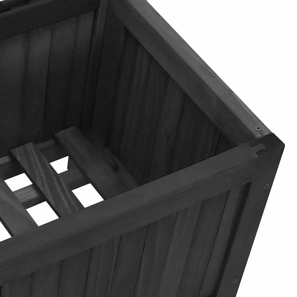 Wooden Planter with Trellis for Garden Patio Black Solid Fir