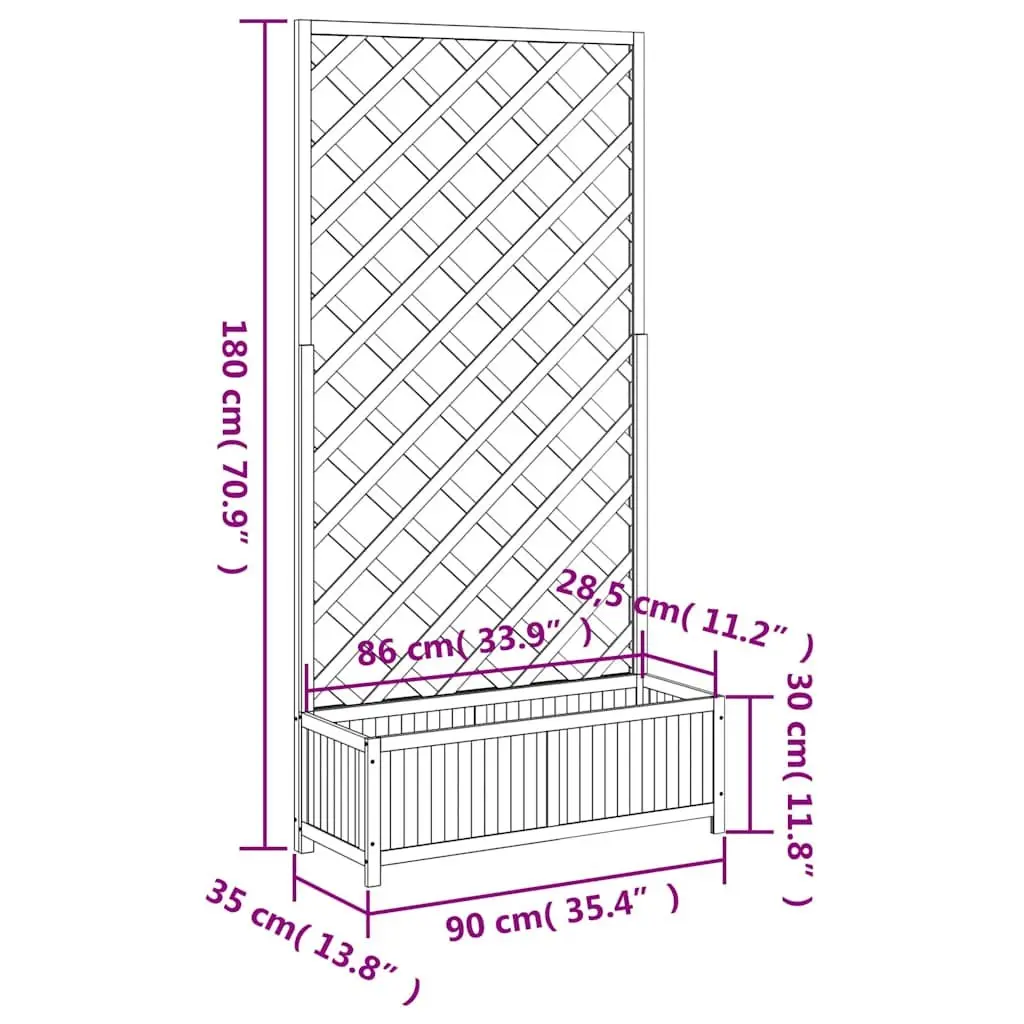 Wooden Planter with Trellis for Garden Patio Black Solid Fir