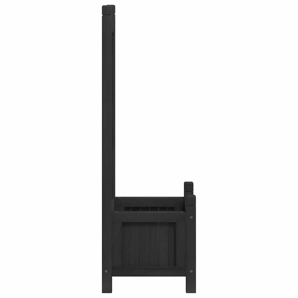 Black Solid Fir Wooden Planter with Trellis