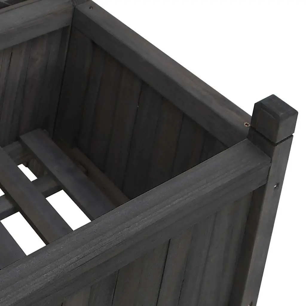 Black Solid Fir Wooden Planter with Trellis