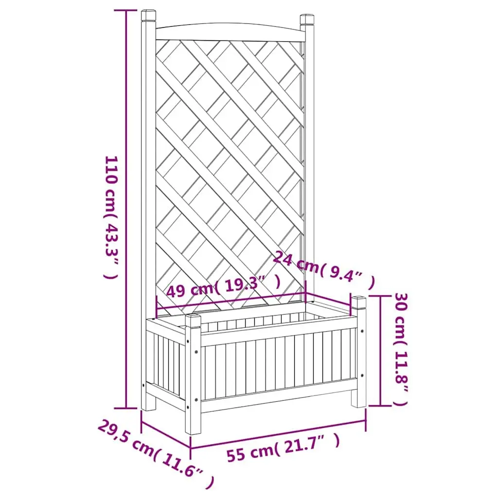 Wooden Planter with Trellis Brown Fir Garden Climbing Plants Patio Outdoor