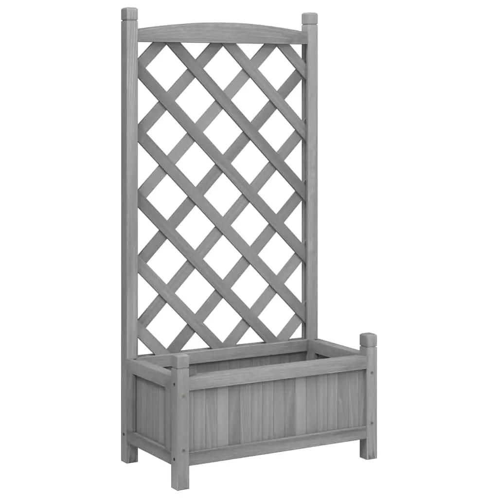 Wooden Planter with Trellis for Garden Patio Grey