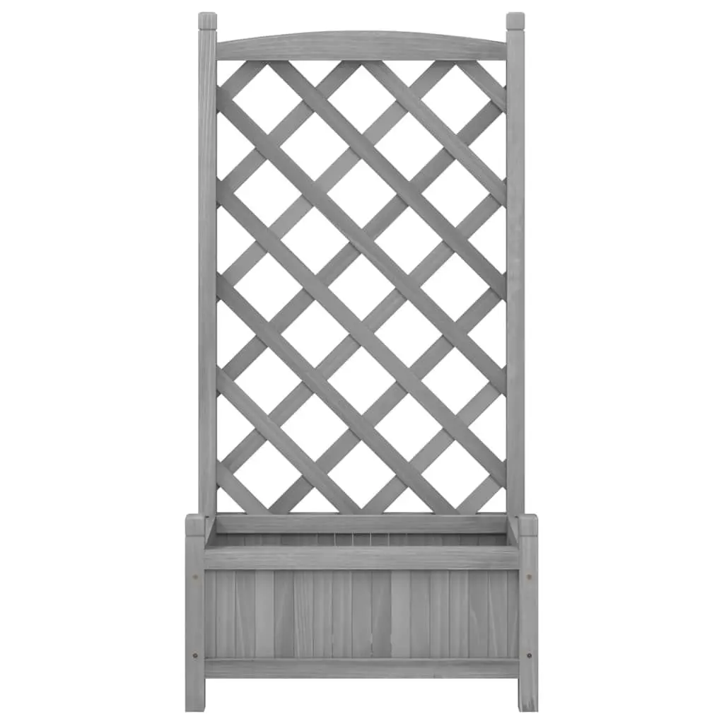 Wooden Planter with Trellis for Garden Patio Grey