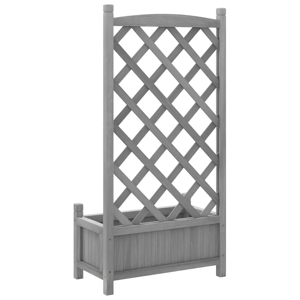 Wooden Planter with Trellis for Garden Patio Grey