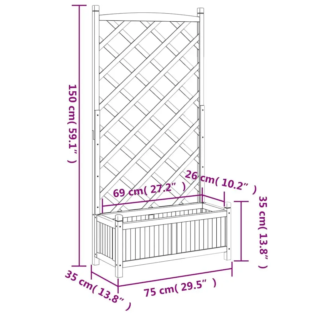 Wooden Planter with Trellis for Garden Patio Brown Fir