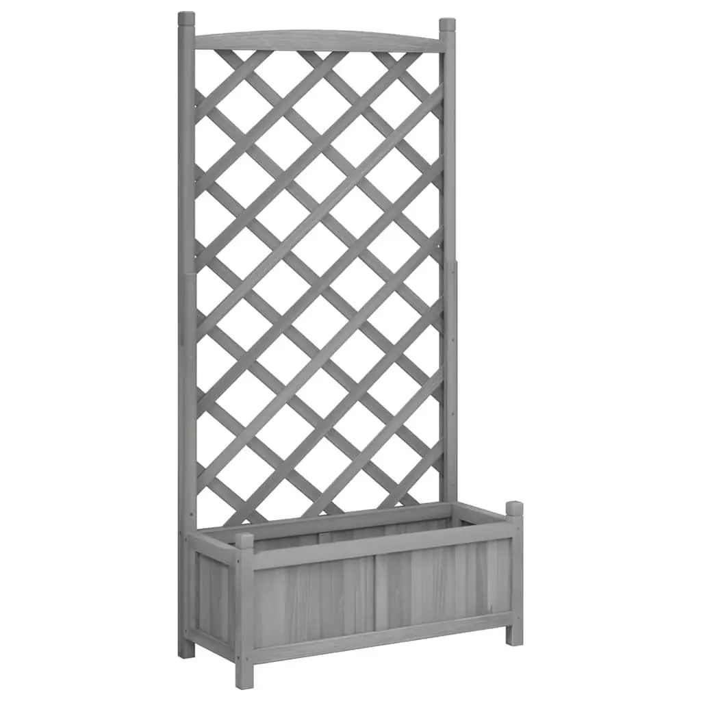 Wooden Planter with Trellis Grey Solid Fir Garden Climbing Plants Patio Terrace