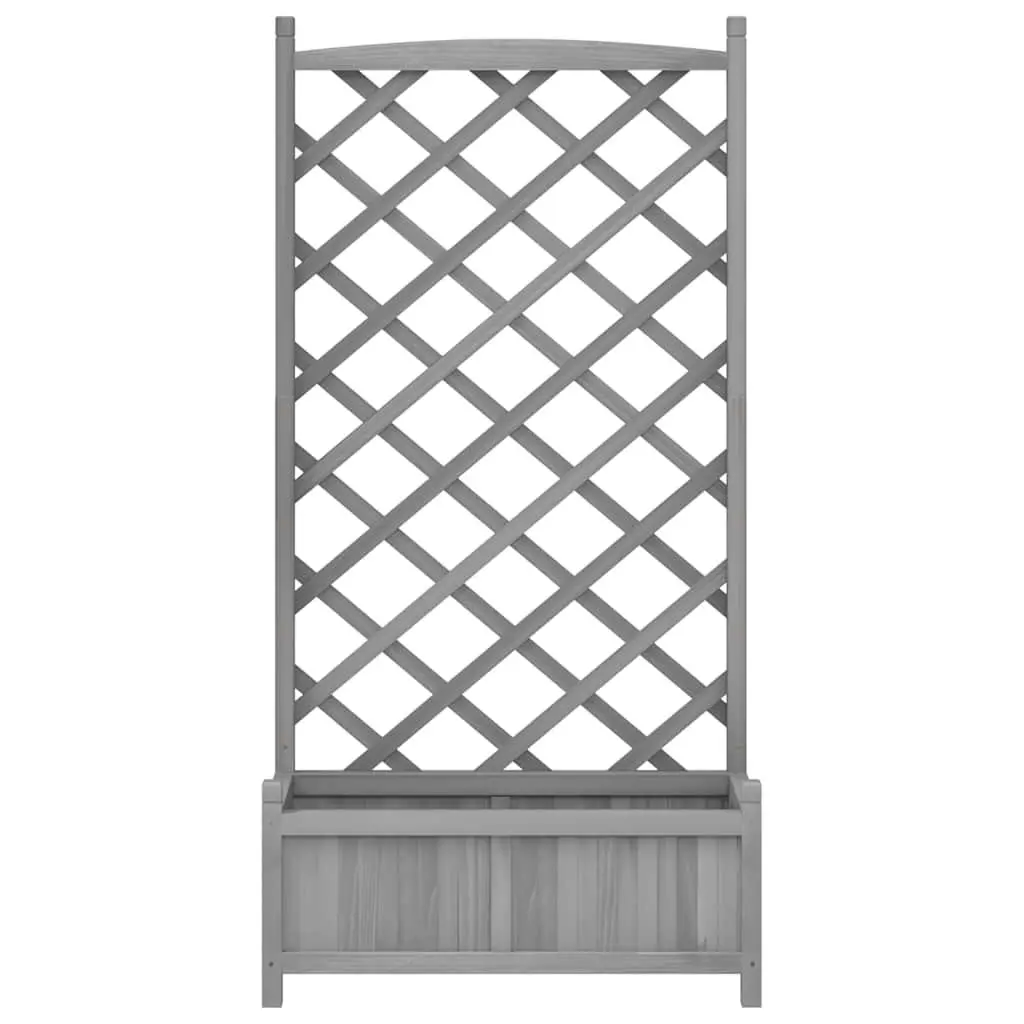 Wooden Planter with Trellis Grey Solid Fir Garden Climbing Plants Patio Terrace