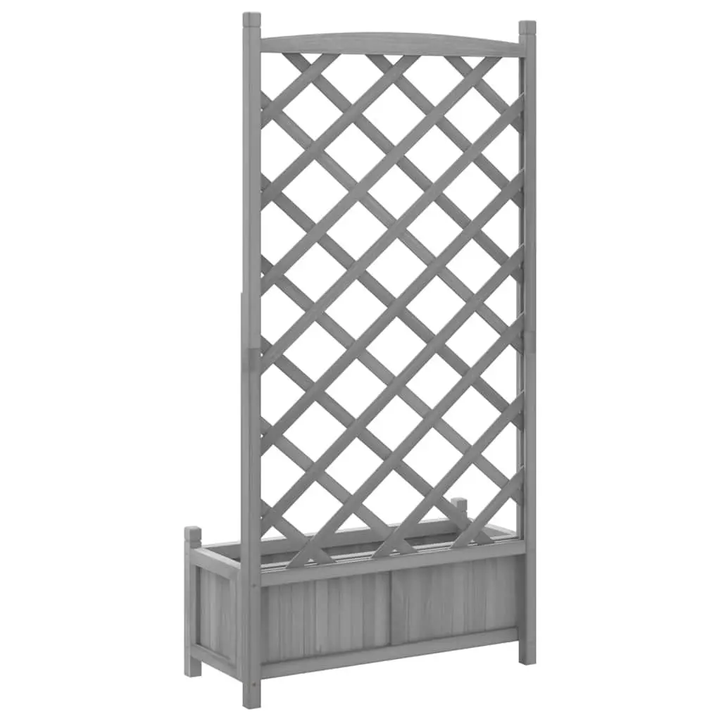 Wooden Planter with Trellis Grey Solid Fir Garden Climbing Plants Patio Terrace