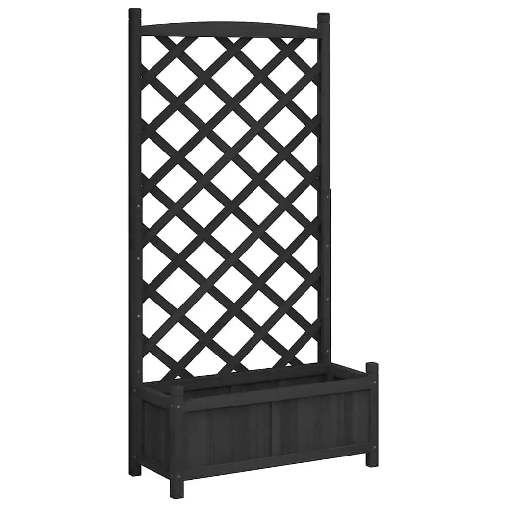 Black Solid Fir Planter with Trellis