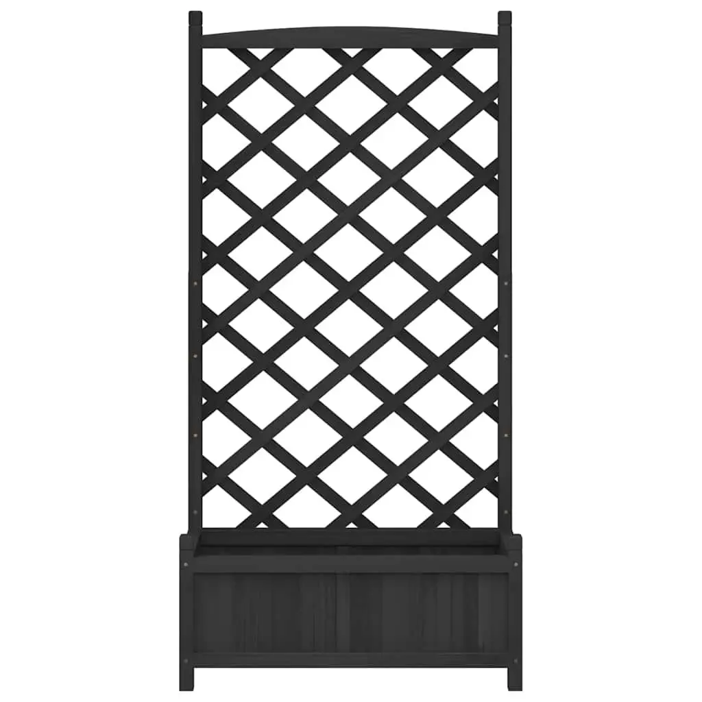 Black Solid Fir Planter with Trellis