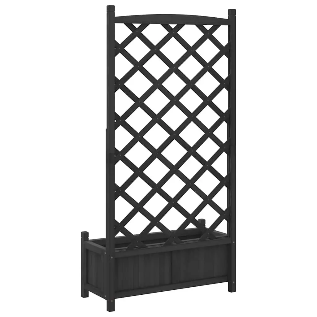 Black Solid Fir Planter with Trellis